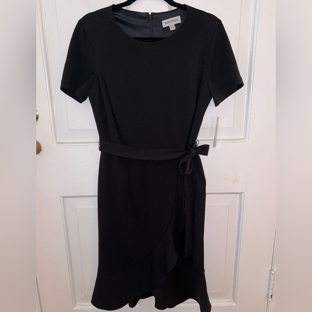 Shelby & Palmer Black Ruffle Hem Dress Size 8 NBW NWT